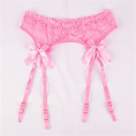 Porte Jarretelle Pink Ensemble De Porte Jarretelles En Dentelle Transparente Lingerie De