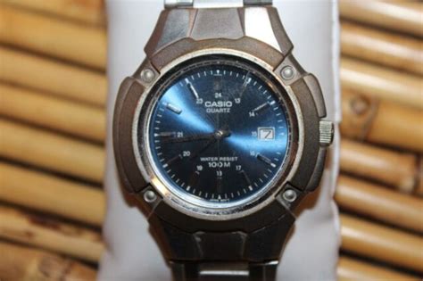 Casio Quartz Water Resist 100m Mtp-3036 Blue Dial Wrist Watch Working ...