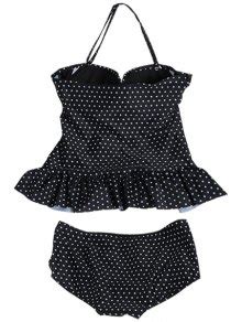 Polka Dots Ruffled Halter Bikini Set