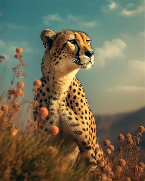 Premium AI Image | cheetah in the savanna