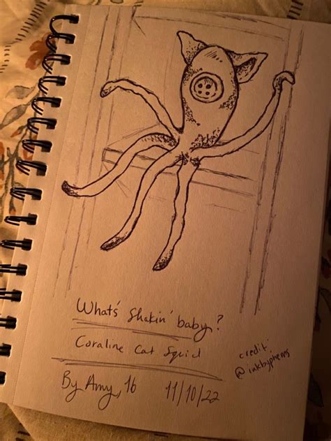 Coraline Cat Squid Drawing Coraline Book Coraline Drawing Mouse