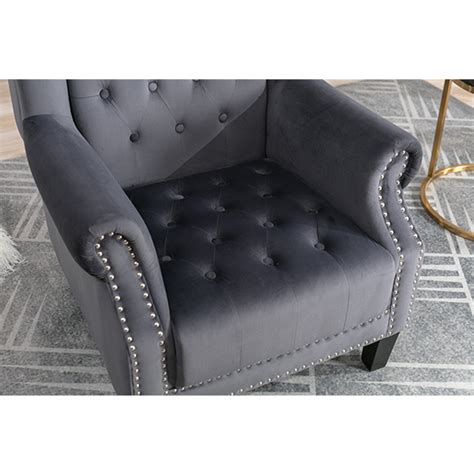 Trento Tall Upholstered Velvet Porter Chair In Grey Furniture In Fashion