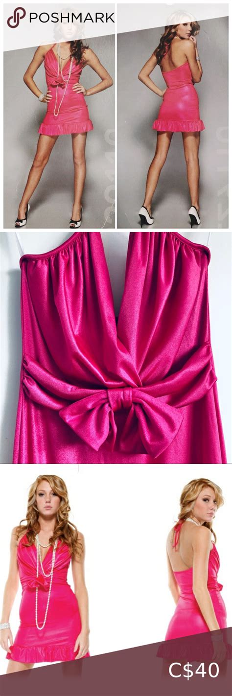 Beloved Bow Halter Dress Hot Pink Shimmer Party Barbie Shimmer Dress Dress With Bow Clothes