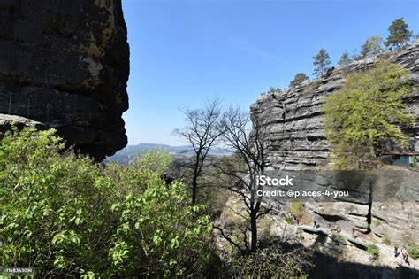 big rocks   hiking trail  elbe sandstone mountains  beautiful