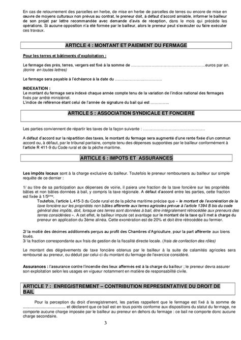 Contrat De Bail A Ferme