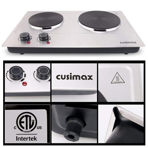Buy Cusimax W Double Hot Plate Stainless Steel Silver Countertop Burner Portable Electric