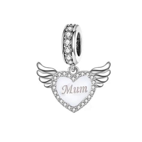 Mum Charm Mom Bracelet Pandora Fit Charm Mum Memorial Angel Wings