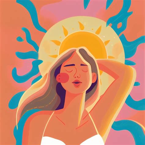 Mujer En Bikini Blanco Parada Frente A Un Sol Generativo Ai Foto Premium