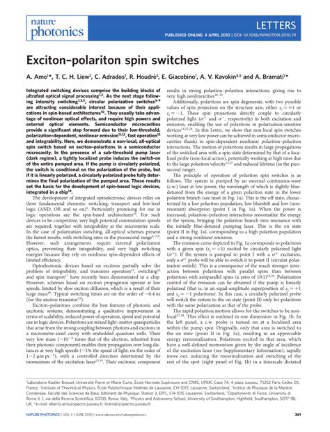 excitonpolariton spin switches