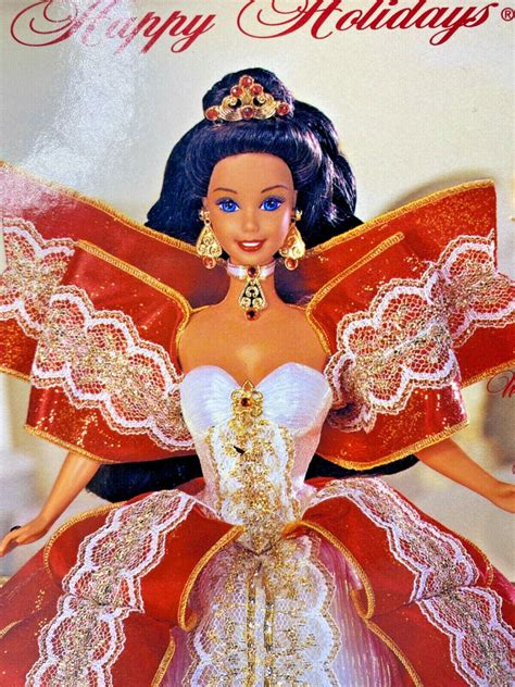 Rare Happy Holidays Barbie Brunette Misprint Nib Bd Dolls Doll Playsets