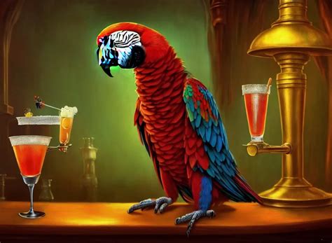 Parrot Anthro As A Bartender Dimly Lit Cozy Tavern Stable Diffusion