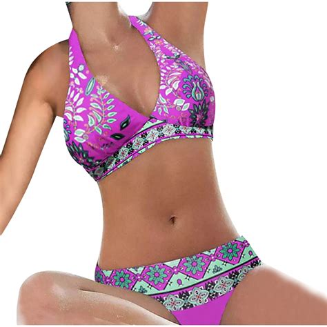ALLLIST Swim Suits For Women Purple Sexy Graphic Bikini Soft Cup Bikini Tops Swimwear For Women