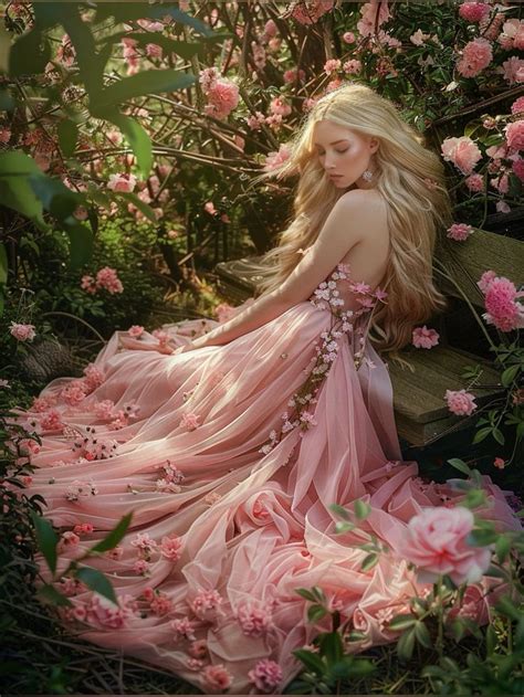 The Image Depicts An Animated Scene Of A Woman With Long Blonde Hair In A Flowing Pink Dress