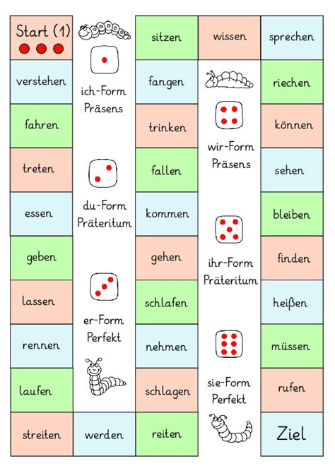 W Rfelspiel Zu Unregelm Igen Verben Pdf Lernst Bchen In