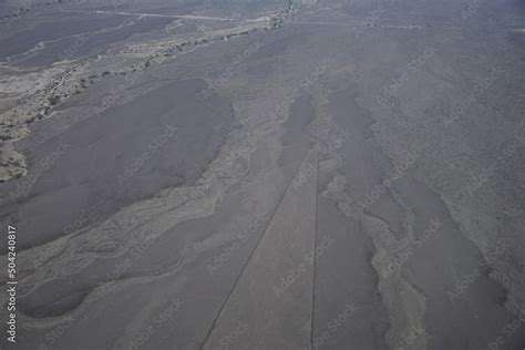 Mysterious figures Nazca desert from the aircraft. Nazca plateau, Peru ...