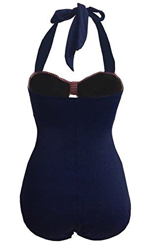 ᐅ Frauen 50 s Vintage Damen Retro Bandeau One Piece Bademode Bikini High Waist Plus Size