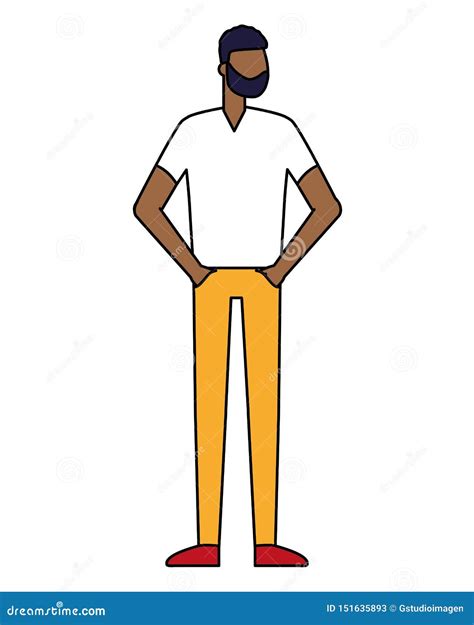 Afro American Man Standing Character Stock Illustration Illustration