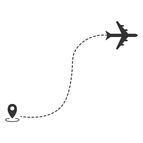 Premium Vector Airplane Line Path Of Air Plane Flight Route With