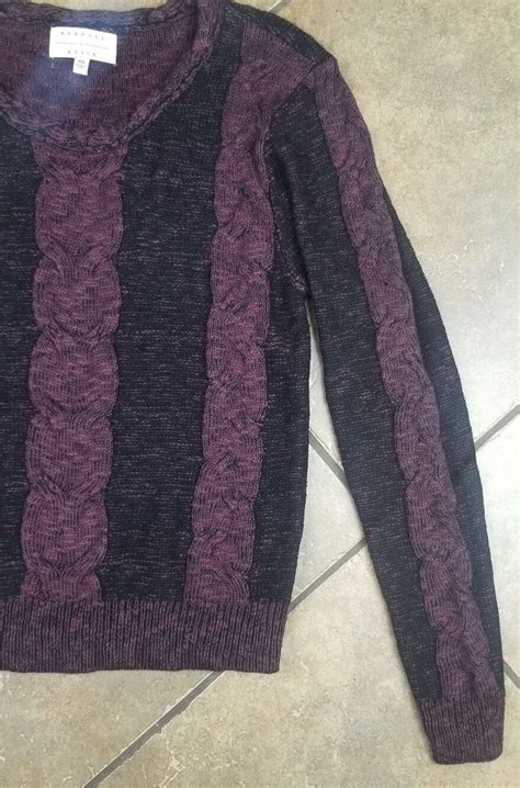 Kendall Kylie Cable Knit Sweater Size Xs Maroon And Black Rn