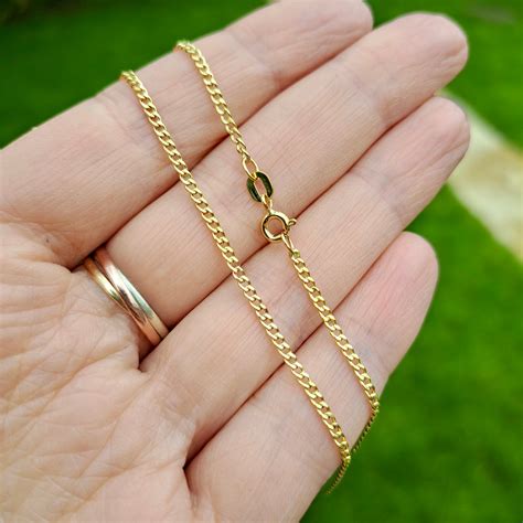 New Solid 9ct Yellow Gold Curb Chain Necklace 1 8mm The Bonnie Vintage Shop