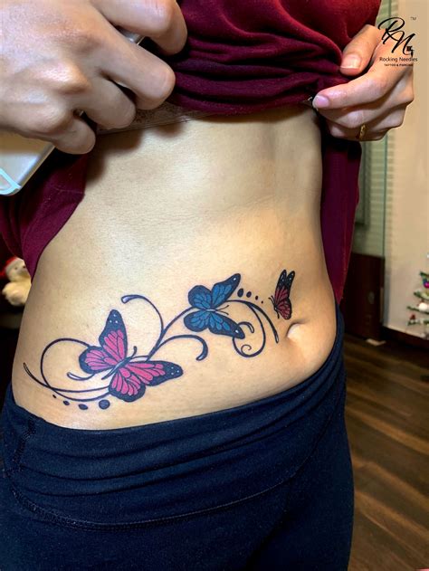 Butterfly Tattoos On Side Of Stomach