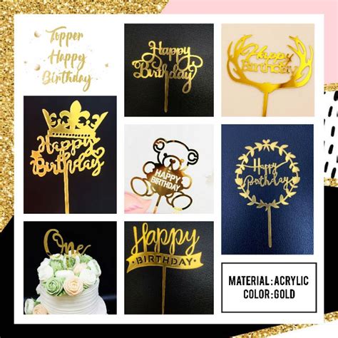 Jual Cake Topper Happy Birthday Acrylic Topper Kue Ulang Tahun Akrilik