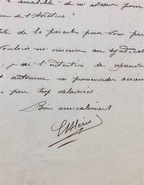 HISTOIRE Louis BLÉRIOT Belle lettre au journaliste Jacques Mortane