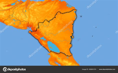 Nicaragua Area Annual Temperature Map Stereographic Projection Raw ...