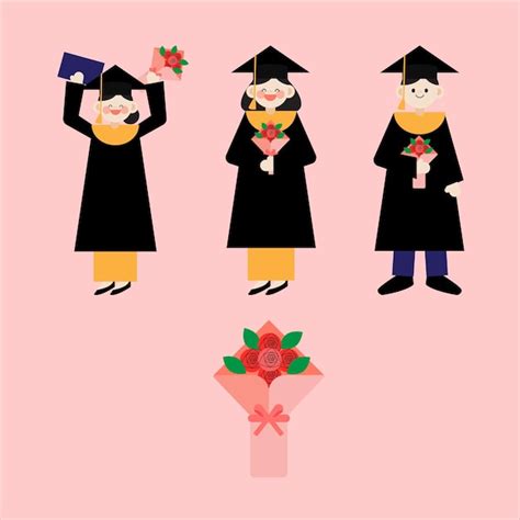 Bouquet de graduación de licenciatura wisuda vector clipart ilustración