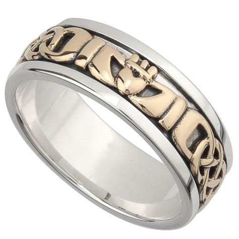 Irish Wedding Band K Gold And Sterling Silver Mens Celtic Knot