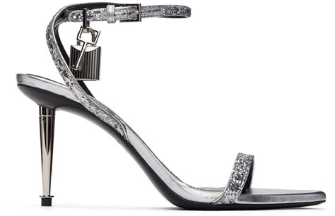 TOM FORD Silver Padlock Pointy Naked Heeled Sandals SSENSE UK