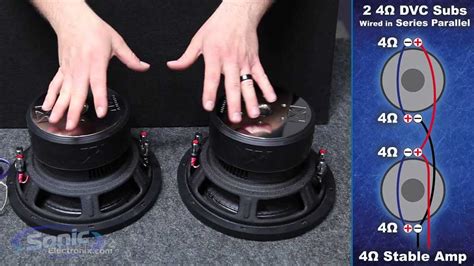Wiring two dual voice coil 2 ohm subwoofers to 1 ohm