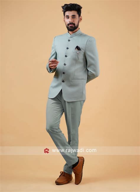 Pista Green Readymade Jodhpuri Suit