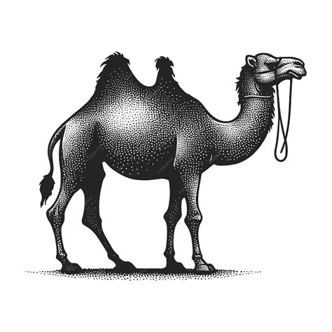 Premium Vector | A drawing of a camel with a black and white background