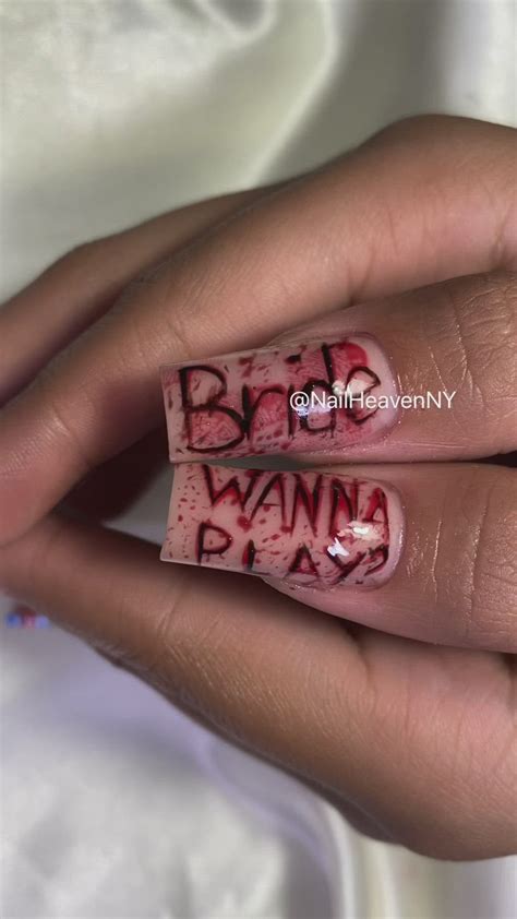 Chucky And Tiffany Halloween Acrylic Nails Done By NailHeavenNY Nude Nails Halloween Acrylic