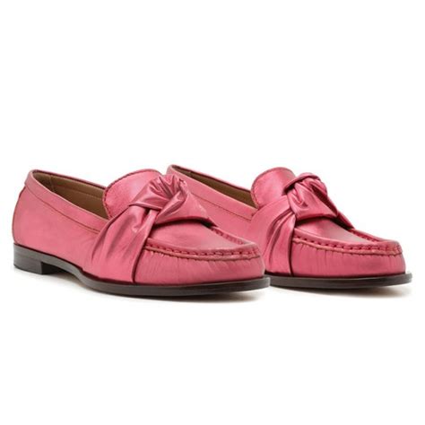 Mocassim Couro Bico Redondo Nó Arezzo Cherry Metal Marina Calçados