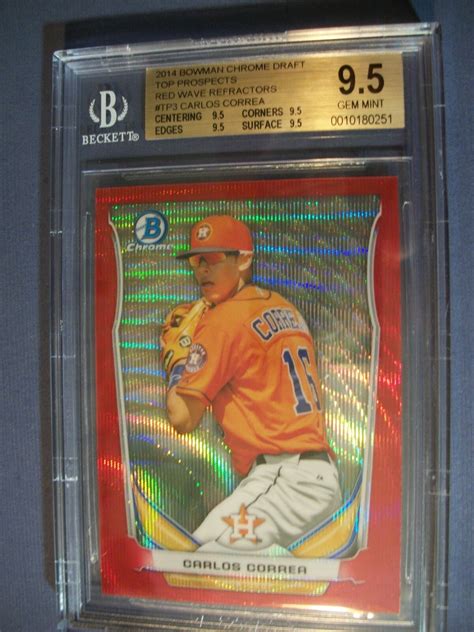 CARLOS CORREA 2014 Bowman Chrome Draft Red Wave Refractor 25 TP3 BGS