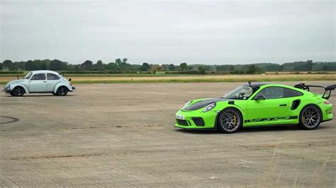 Porsche 911 Gt3 Rs Pour 450 Ch Vw Beetle Drag Race Avec Un Moteur Tesla