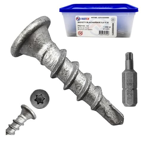 WKRĘTY BLACHARSKIE SAMOWIERCĄCE 5x22 TORX DO BLACHY METALU 1000szt