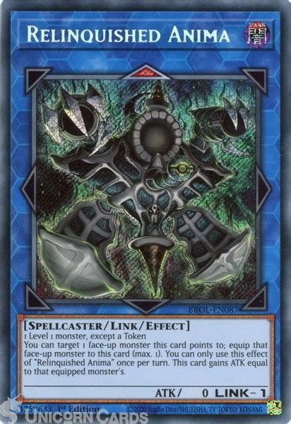 BROL EN087 Relinquished Anima Secret Rare 1st Edition Mint YuGiOh Card