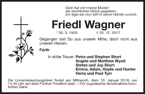 Traueranzeigen Von Friedl Wagner Trauer Nn De