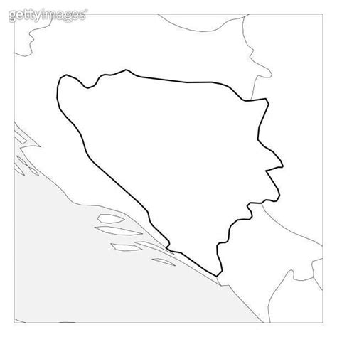 Map Of Bosnia And Herzegovina Black Thick Outline Highlighted With