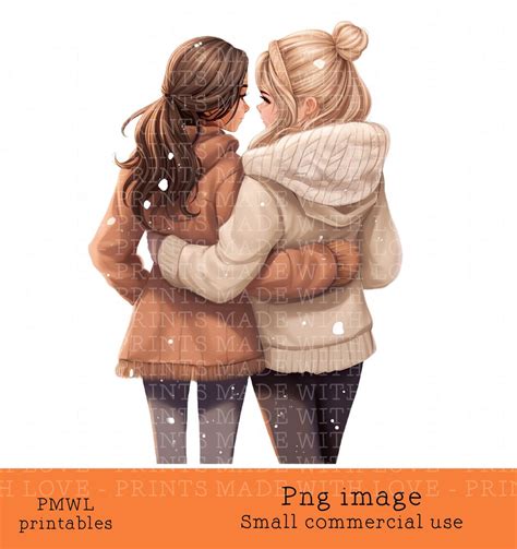 Best Friend Clipart Brunette And A Blonde Sublimation Card Making Bow Making Scrap Booking Png
