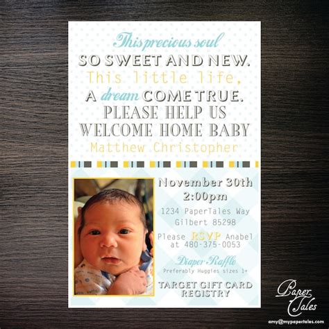 Welcome Home New Baby Shower Invitations By Papertalescustom