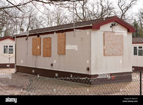 Boarded Up Mobile Home Stock Photo Alamy