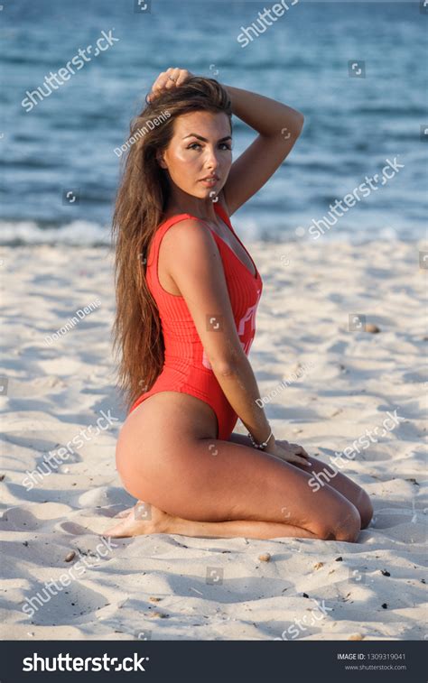 Lovely Sexy Brunette Girl Swimsuit Posing Stock Photo Shutterstock