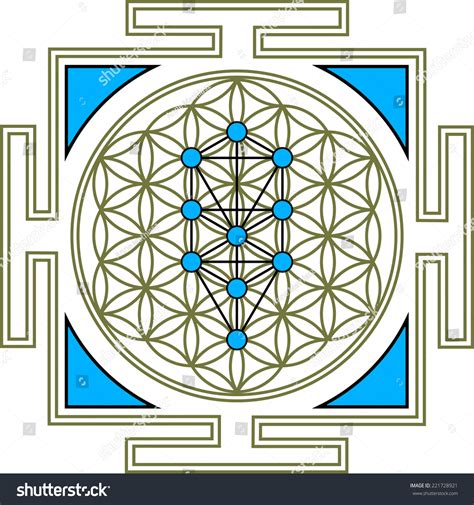 Flower Life Tree Life Yantra Stock Vector Royalty Free 221728921