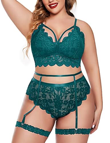 Avidlove Ensemble de lingerie grande taille pour femme avec soutien gorge festonné en dentelle