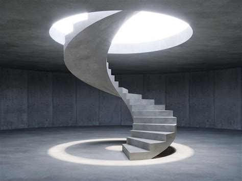 Escalera De Caracol En Renderizado D De Espacio Concreto Foto Premium