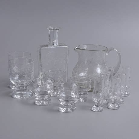 FLASKA KANNA Samt GLAS 14 Delar Delvis Pukeberg Glas Bruksglas